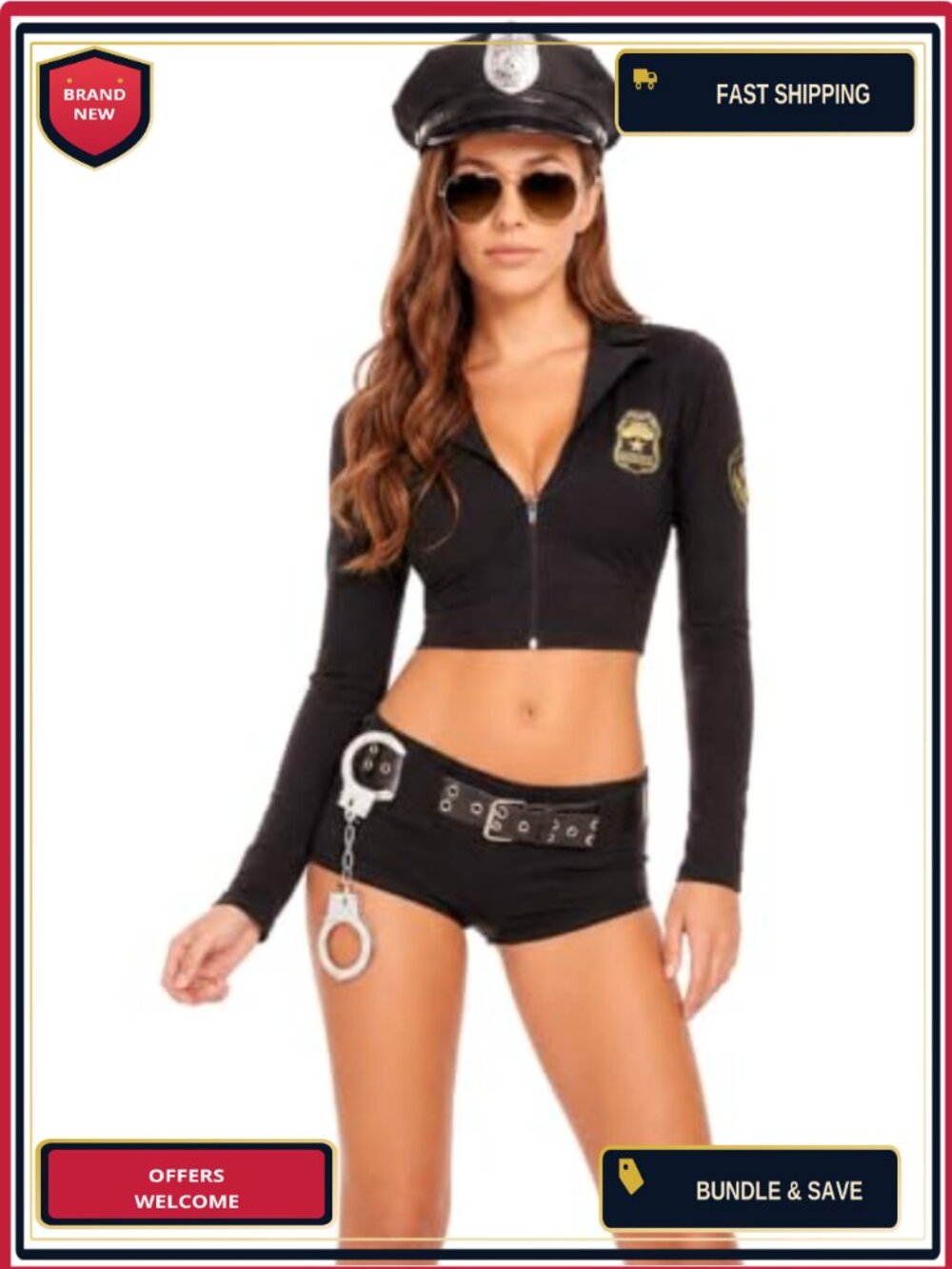 Police Costume Cosplay Dirty Cop Uniform Halloween Officer Outfit